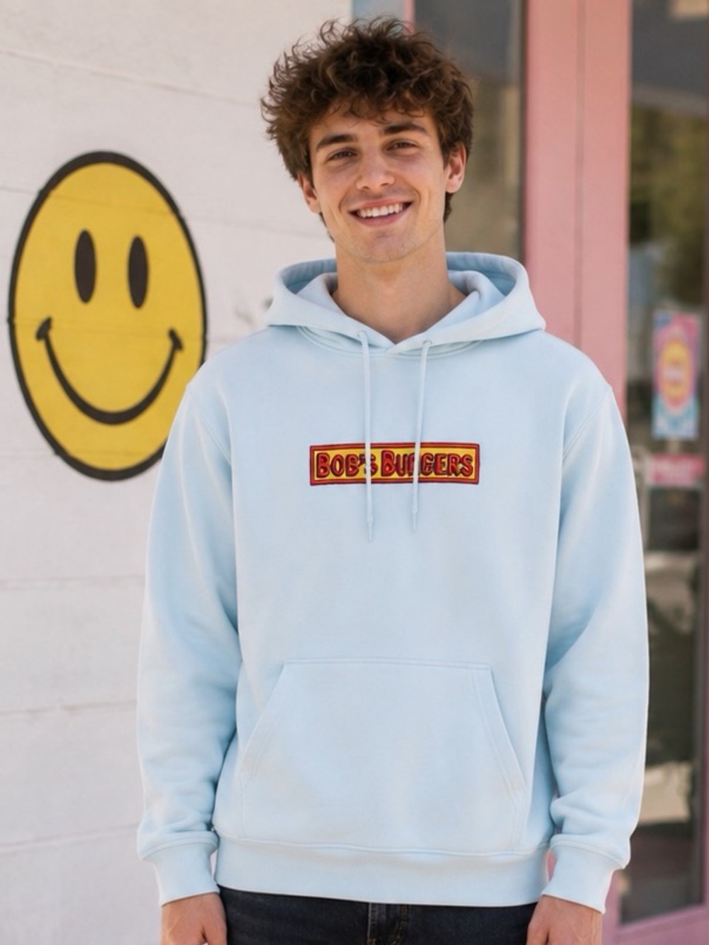 H&M Light Blue "Bob's Burgers" Logo Hoodie